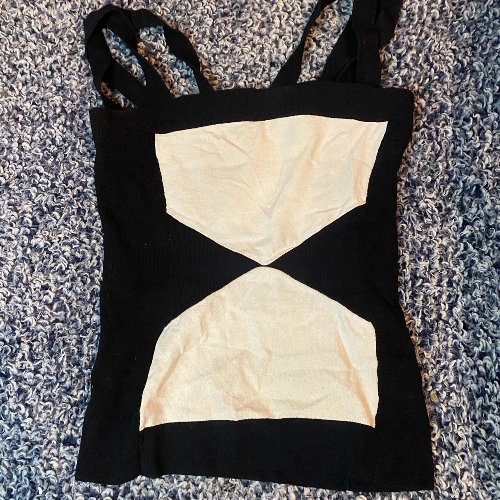 Cache Black and Cream Colorblock Camisole Tank